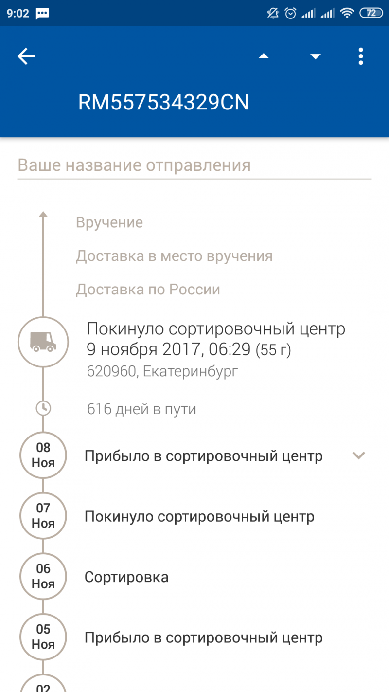 Сортировочный центр 650960. Покинуло место возврата/досылки. Покинуло сортировочный Столбище. Выпущено таможней. Почта 367960.