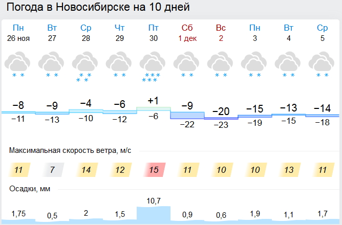 Погода нгс новосибирск на 10 дней точная